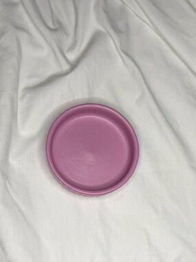 Round Pink ceramic Tray with Textured Rim